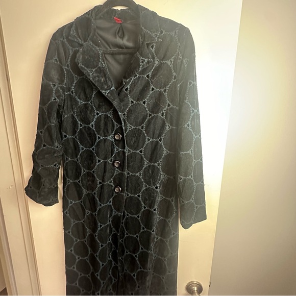 Just in Time Vintage Y2K Black Whimsical Fairy Gothic Grunge Woven Long Coat M - Picture 1 of 16